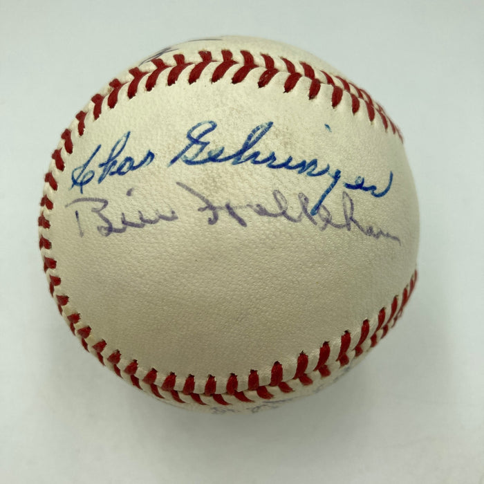Joe Cronin Joe Medwick Earl Averill Max Carey HOF Multi Signed Baseball PSA JSA