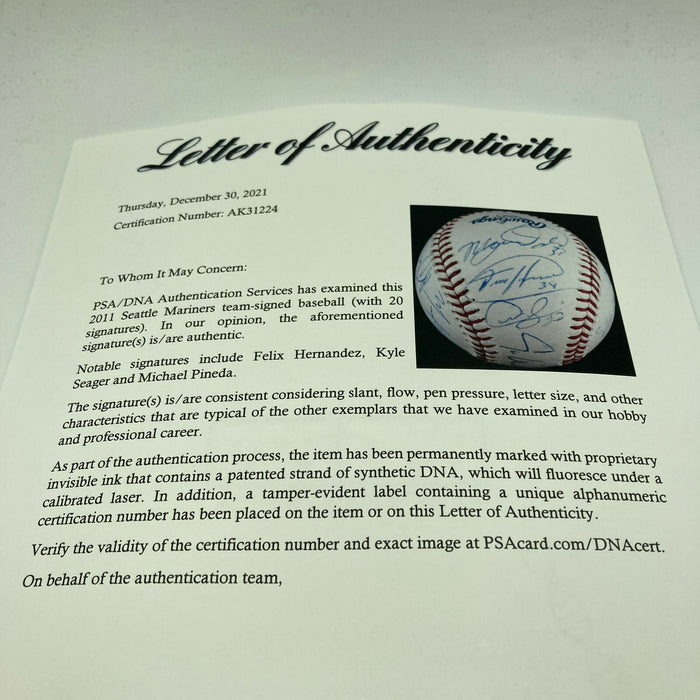 2011 Seattle Mariners Team Signed Major League Baseball PSA DNA COA