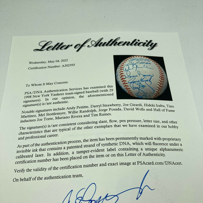1998 New York Yankees World Series Champs Team Signed Baseball PSA DNA COA