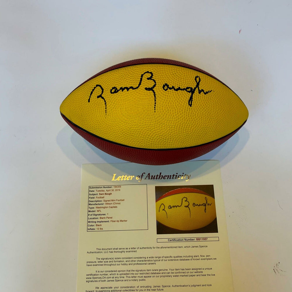 Sammy Baugh Signed Wilson Washington Redskins Football With JSA COA