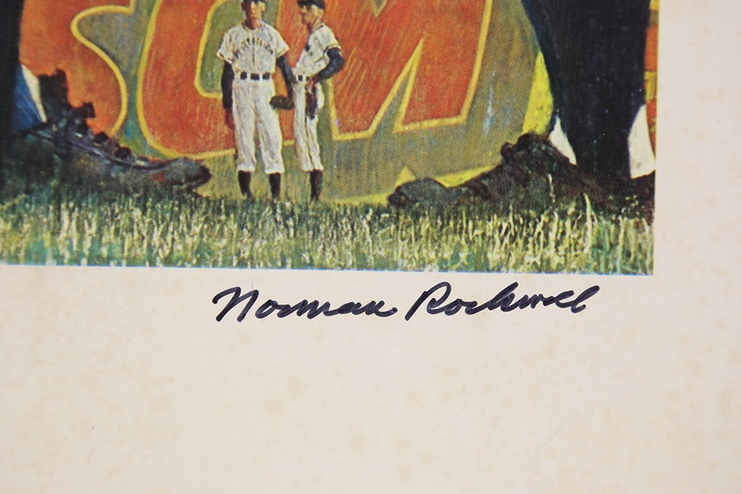 Norman Rockwell "Tough Call" Signed Baseball Lithograph Photo Beckett COA