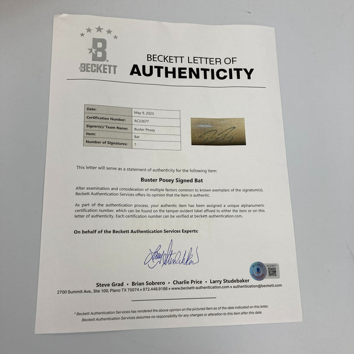 Buster Posey Signed 2012 Game Issued Louisville Slugger Bat PSA DNA Beckett COA