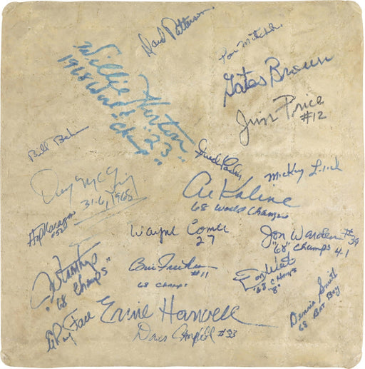 1968 Detroit Tigers World Series Champs Team Signed Game Used Base PSA DNA COA