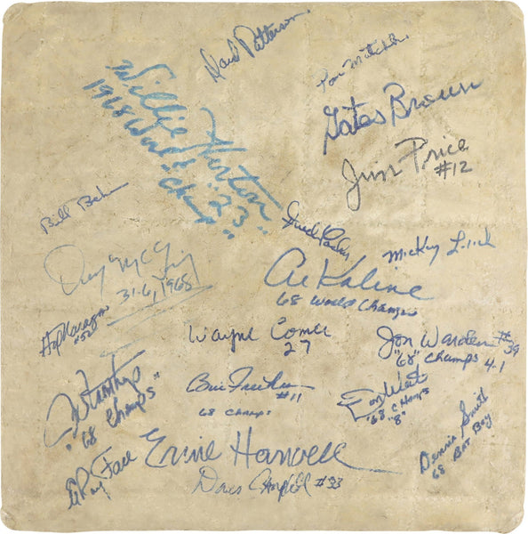 1968 Detroit Tigers World Series Champs Team Signed Game Used Base PSA DNA COA