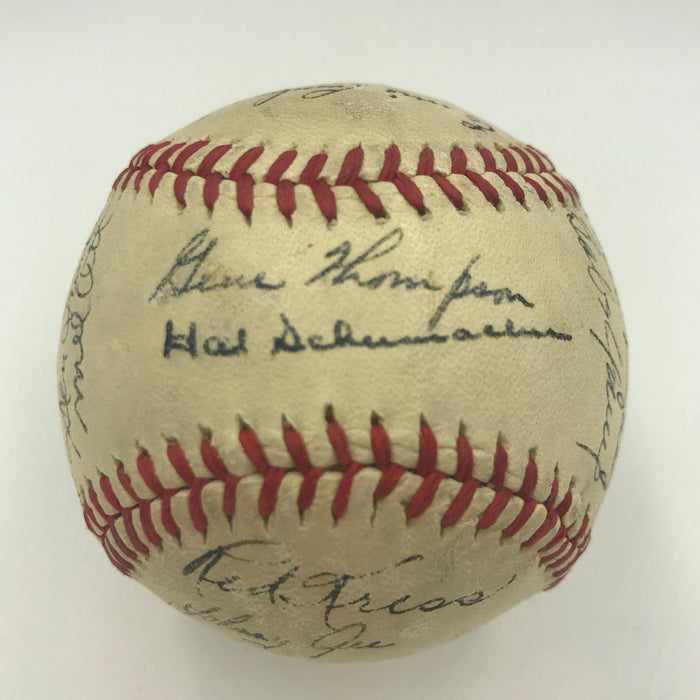 Nice 1946 New York Giants Team Signed Baseball Ernie Lombardi 24 Sigs JSA COA