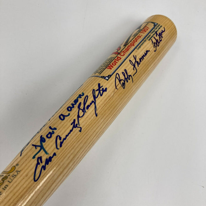 Beautiful Hank Aaron Milwaukee Braves Multi Signed Cooperstown Bat JSA COA