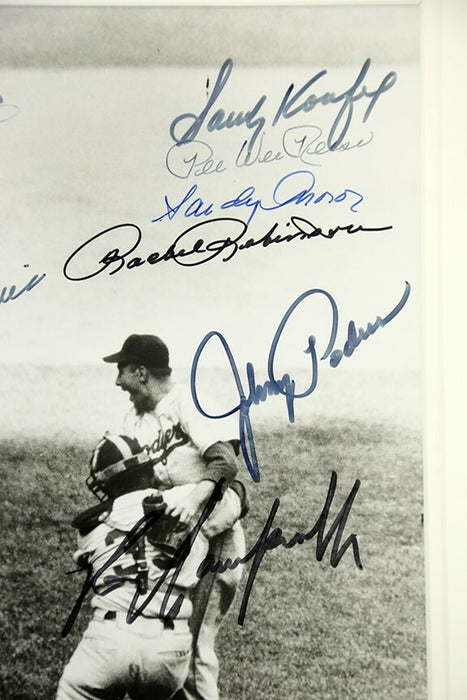 1955 Brooklyn Dodgers W.S. Champs Team Signed 16x20 Photo Koufax Campanella PSA