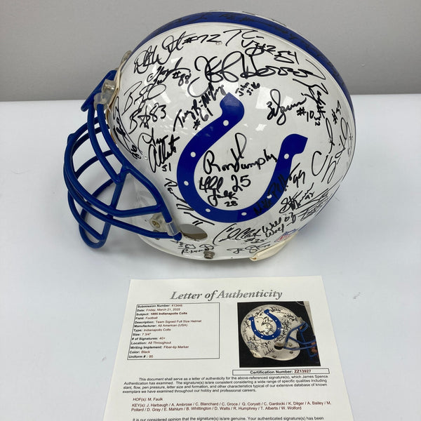1995 Indianapolis Colts Team Signed Authentic Game Issued Helmet JSA COA