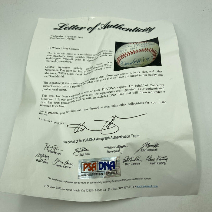 Willie Mays Stan Musial NL MVP Winners Signed Heavily Inscribed Baseball PSA DNA