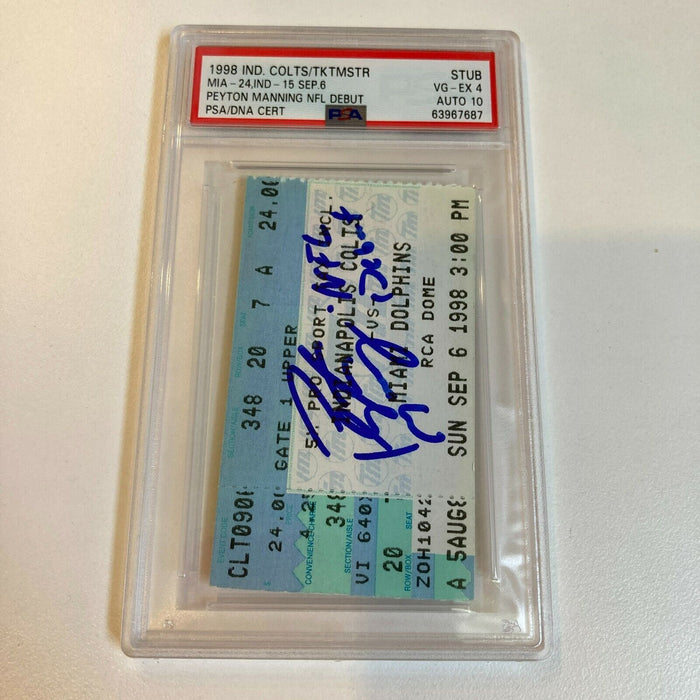 Peyton Manning Signed NFL Debut Original Ticket Sep 6, 1998 PSA DNA Pop 3!