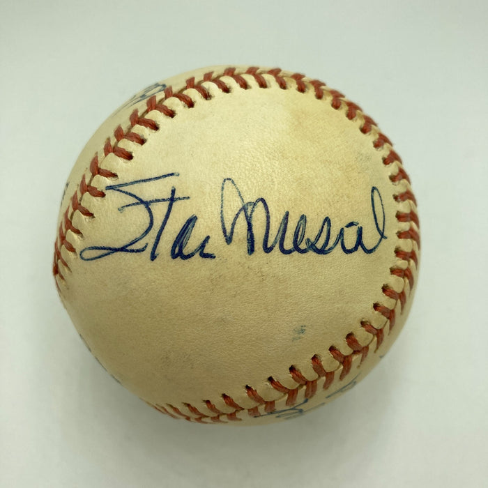 Joe Dimaggio Willie Mays Stan Musial Casey Stengel Multi Signed Baseball JSA COA