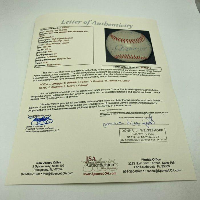 Joe Dimaggio Reggie Jackson New york Yankees Legends Multi Signed Baseball JSA