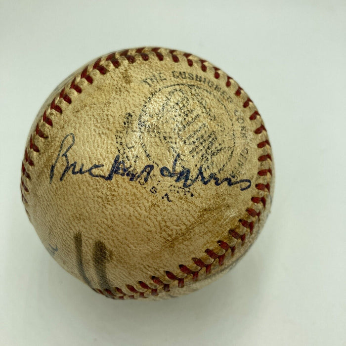 Will Harridge Warren Giles Bucky Harris Hanks Greenberg Signed Baseball JSA COA