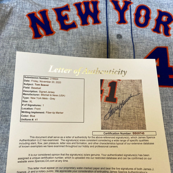 Tom Seaver Signed Authentic 1969 New York Mets Mitchell & Ness Jersey JSA COA