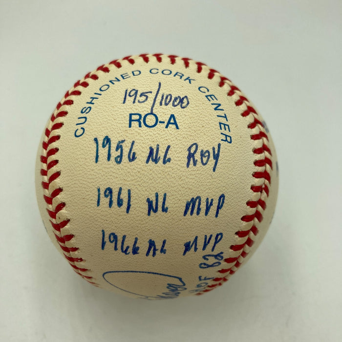 Frank Robinson Signed Heavily Inscribed Career STAT Baseball Reggie Jackson COA