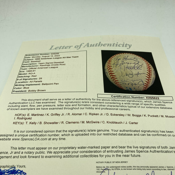 1994 All Star Game Team Signed Baseball Cal Ripken Jr. Kirby Puckett JSA COA
