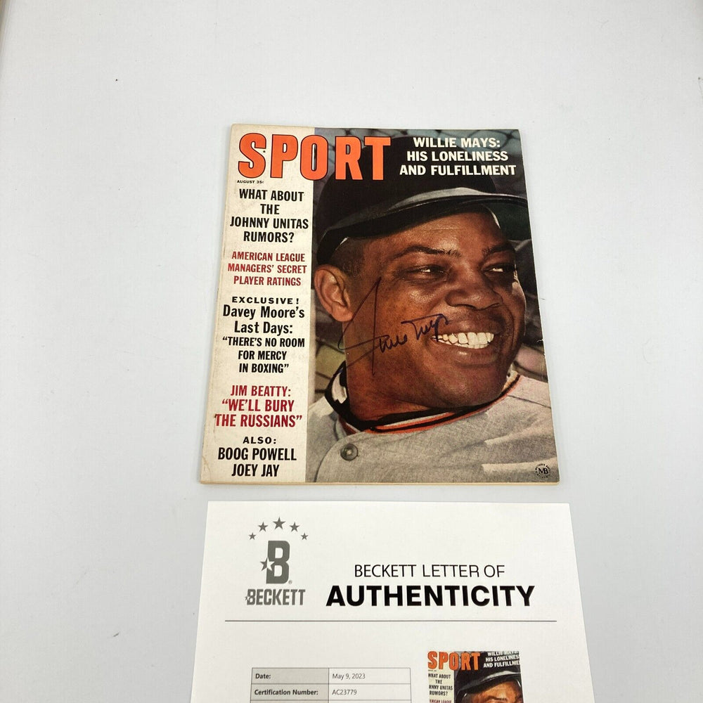 Willie Mays Signed Sport Magazine With Beckett COA