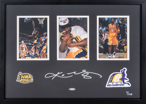 Kobe Bryant Signed 2000 NBA Finals Patch Collage Photo 16x23 Upper Deck UDA COA