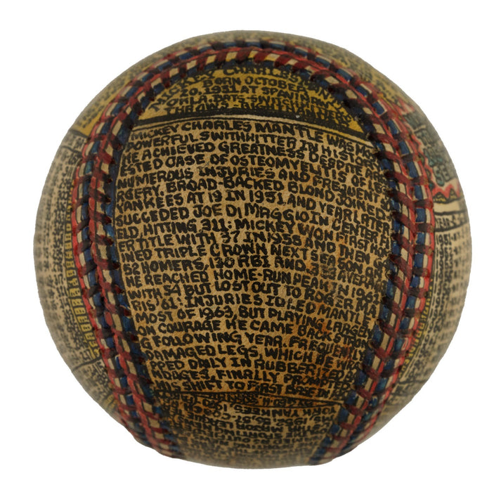 Beautiful Mickey Mantle Hand Painted George Sosnak Folk Art Baseball 1/1 Signed