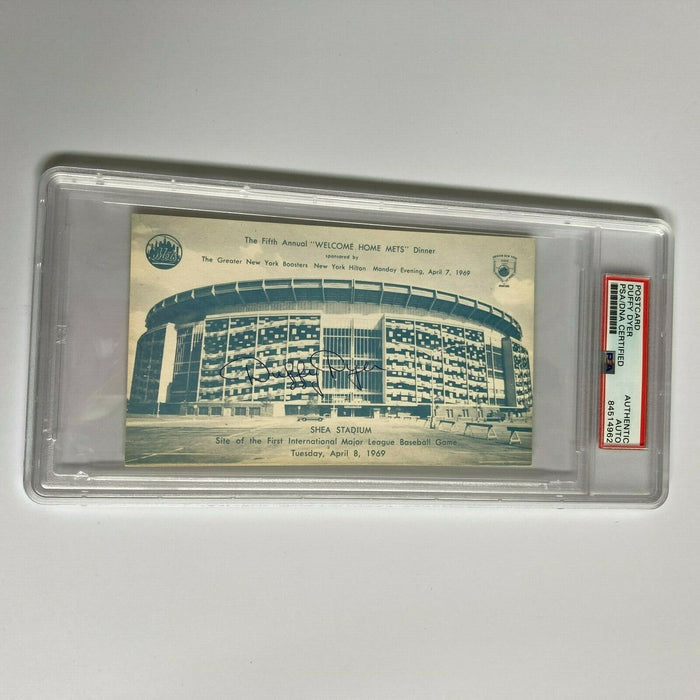 Duffy Dyer Signed 1969 New York Mets Shea Stadium Postcard PSA DNA RARE