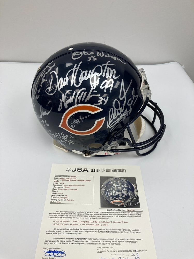 1985 Chicago Bears Super Bowl Champs Team Signed Helmet Walter Payton JSA COA