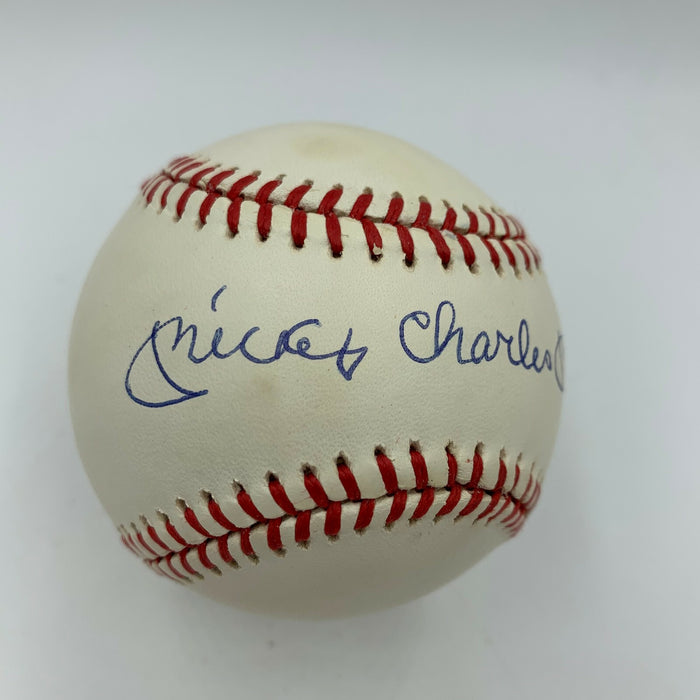 Beautiful Mickey Charles Mantle Full Name Signed AL Baseball JSA Graded MINT 9