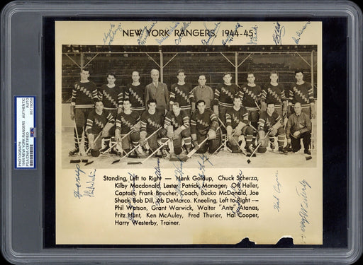 1944-1945 New York Rangers Team-Signed NHL Photo PSA DNA Certified
