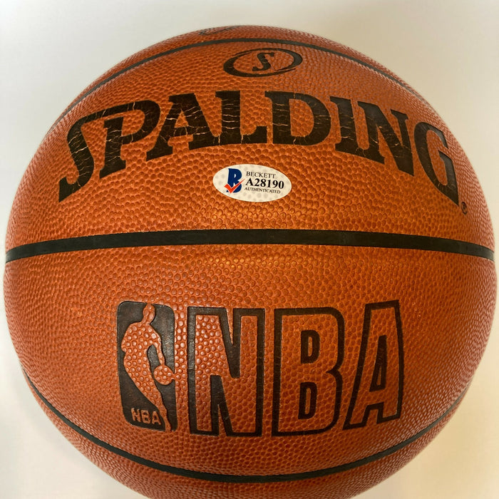 Lebron James Signed Game Used Spalding NBA Game Basketball Beckett GEM MINT 10