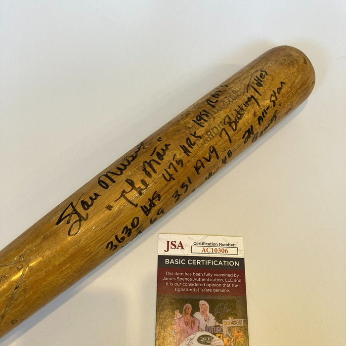 Stan Musial Signed Heavily Inscribed STATS Baseball Bat JSA COA