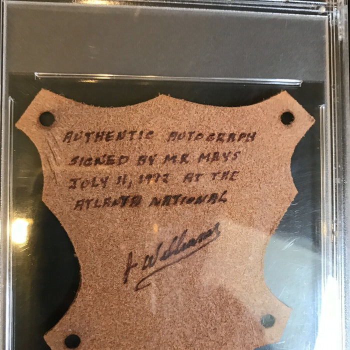Willie Mays Signed Autographed Original Leather Artwork PSA DNA COA