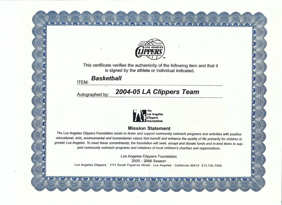 2004-05 Los Angeles Clippers Team Signed Spalding NBA Basketball Beckett COA
