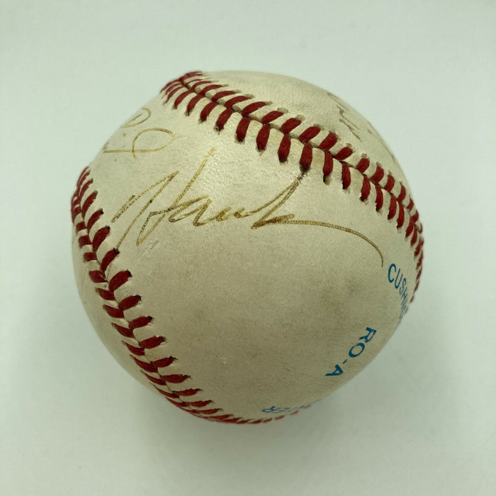Curt Hennig Mr. Perfect Bobby Heenan, Road Warrior Wrestling Signed Baseball JSA