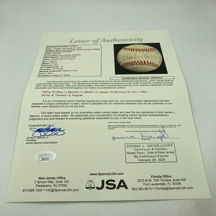San Francisco Giants HOF Legends Signed Baseball Willie Mays Willie Mccovey JSA