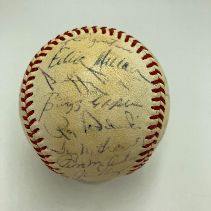 1973 New York Mets NL Champs Team Signed Baseball Willie Mays Tom Seaver JSA COA