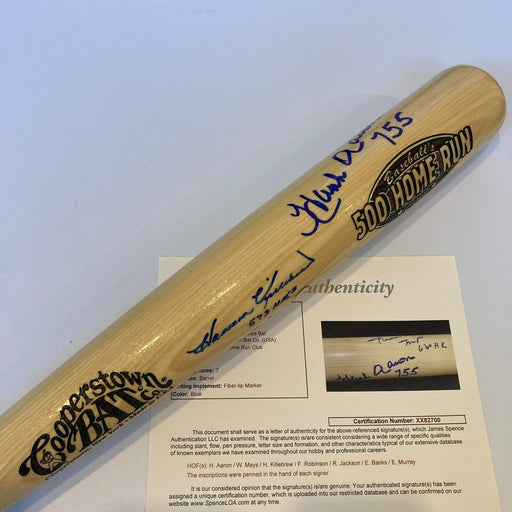 Stunning 500 Home Run Club Signed Bat W/ Inscriptions Willie Mays Hank Aaron JSA