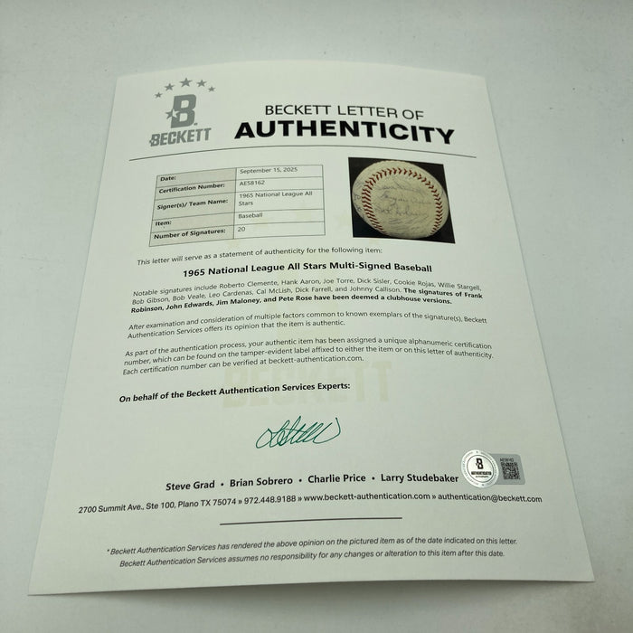 1965 All Star Game Team Signed Baseball Roberto Clemente Hank Aaron PSA Beckett