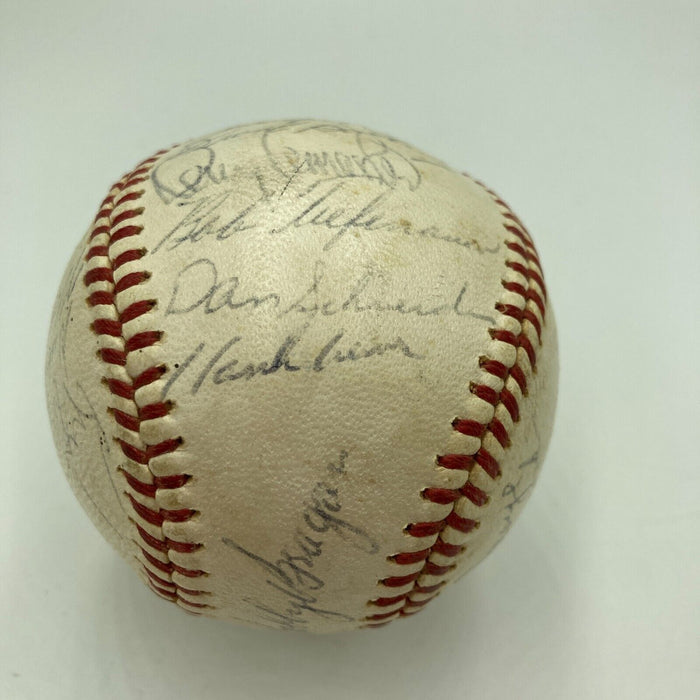 1964 Milwaukee Braves Team Signed NL Baseball With Hank Aaron JSA COA