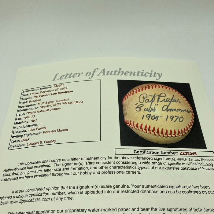 Pat Pieper Voice Of Wrigley Field Chicago Cubs Announcer Signed Baseball JSA COA