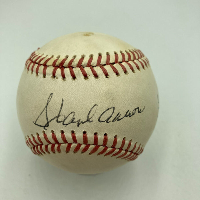 Willie Mays & Hank Aaron Signed National League Baseball JSA COA