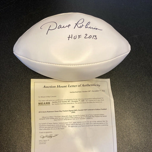 Dave Robinson HOF 2013 Signed Wilson NFL Football Green Bay Packers JSA COA