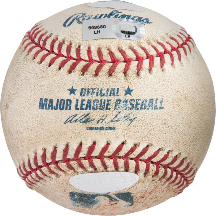 2009 Yankees Derek Jeter Rivera Core Four Game Used Signed Baseball Steiner COA