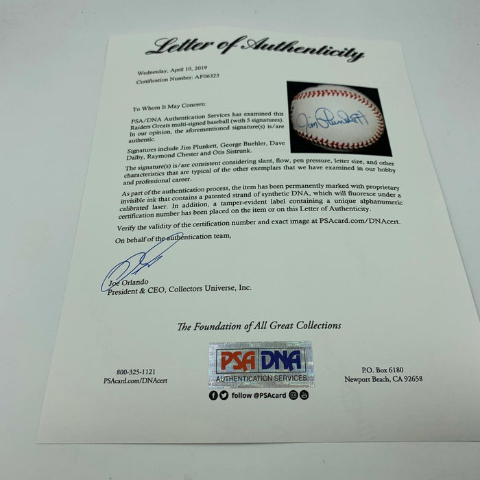 Oakland Raiders Legends Multi Signed Baseball Jim Plunkett 5 Sigs PSA DNA COA