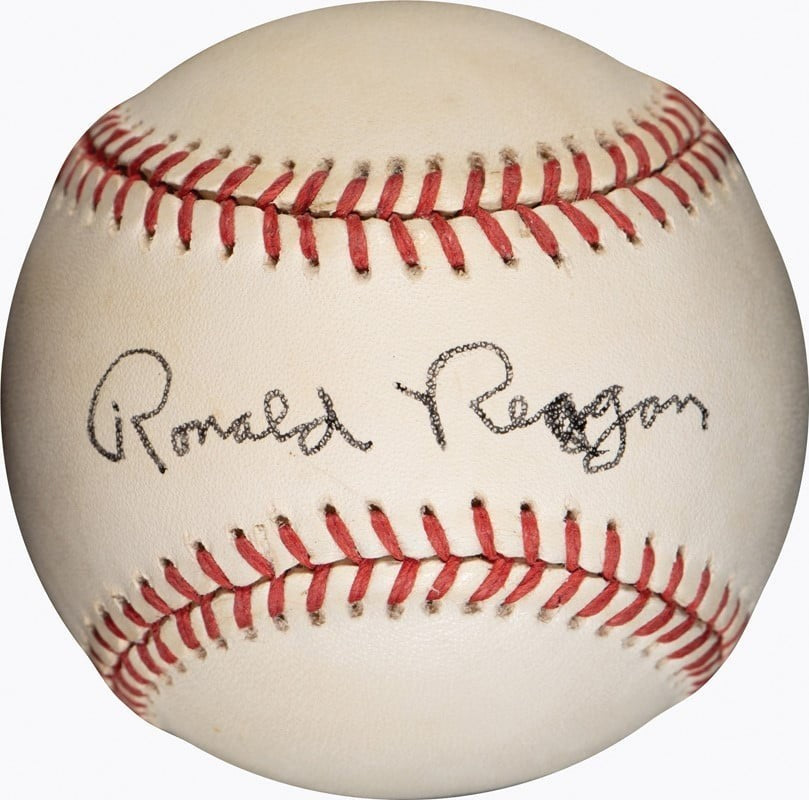 President Ronald Reagan Single Signed Baseball PSA DNA COA & White House Letter