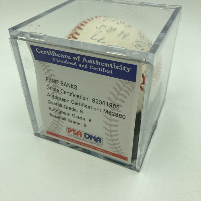 Ernie Banks Signed Autographed Heavily Inscribed STAT Baseball PSA DNA COA