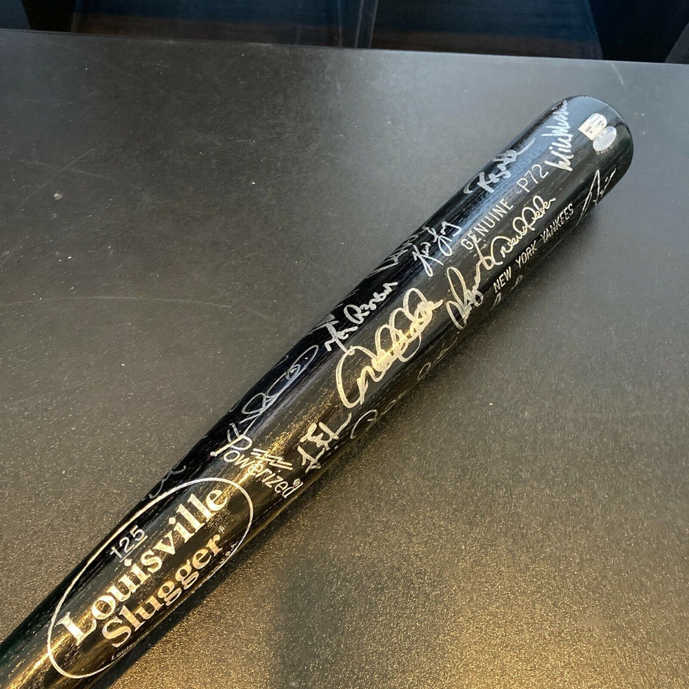 2008 New York Yankees Team Signed Baseball Bat Derek Jeter Steiner & MLB Holo