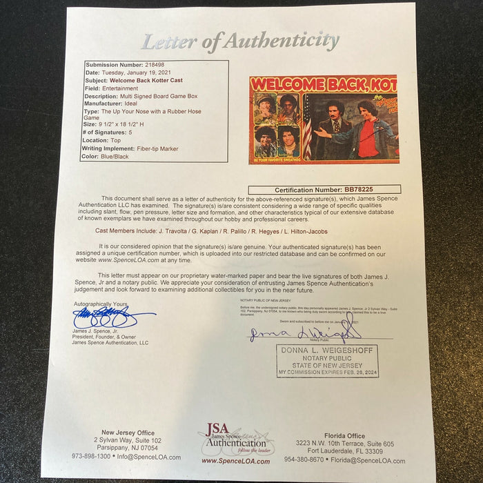 John Travolta Welcome Back Kotter Cast Signed 1976 Vintage Game JSA COA