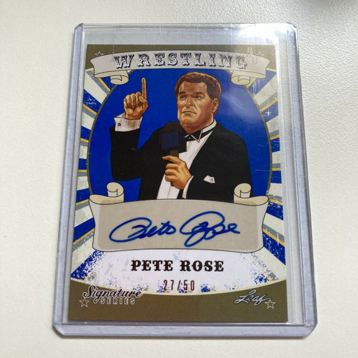 2016 Leaf Wrestling Pete Rose #27/50 Auto Signed Autographed Baseball Card