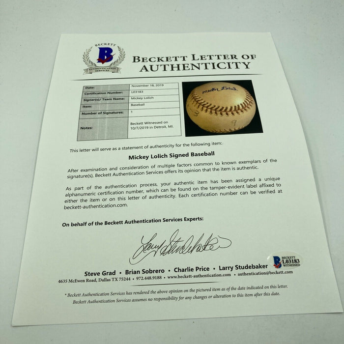 Mickey Lolich Signed Career Win No. 188 Final Out Game Used Baseball Beckett COA
