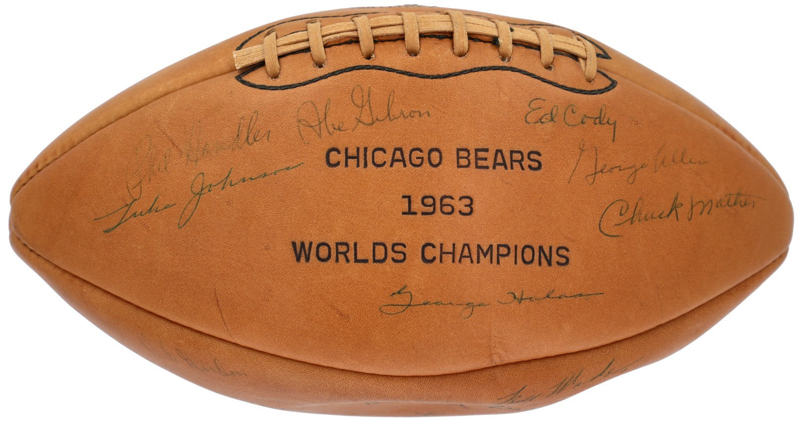 1965 Chicago Bears Team-Signed Football Brian Piccolo George Halas Beckett COA