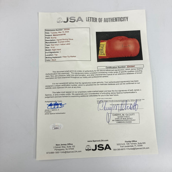 Muhammad Ali "Cassius Clay" Signed Everlast Boxing Glove JSA COA